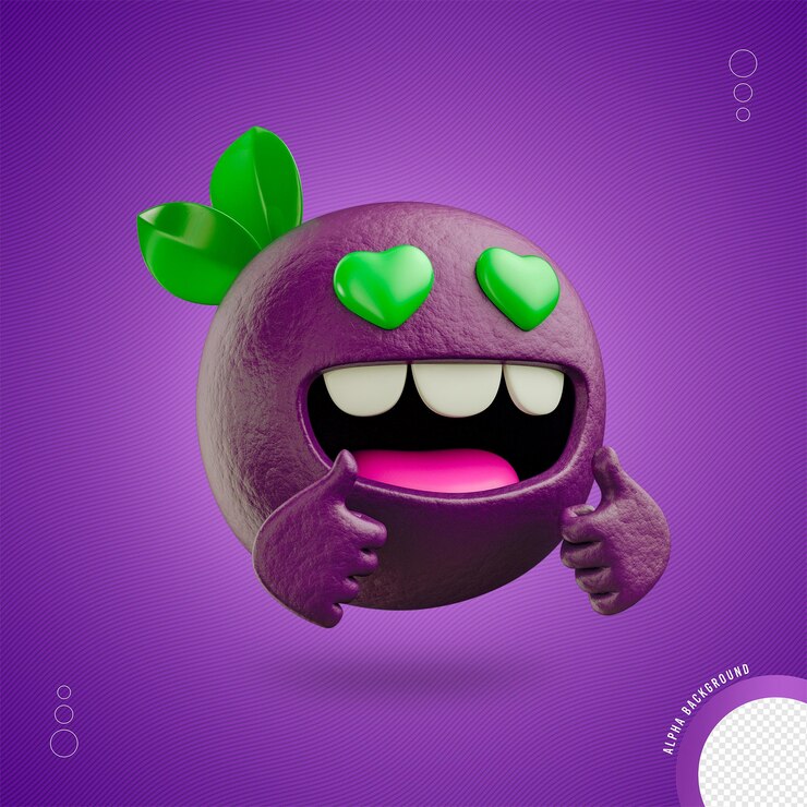 PSD emoji acai 3d dibujos animados