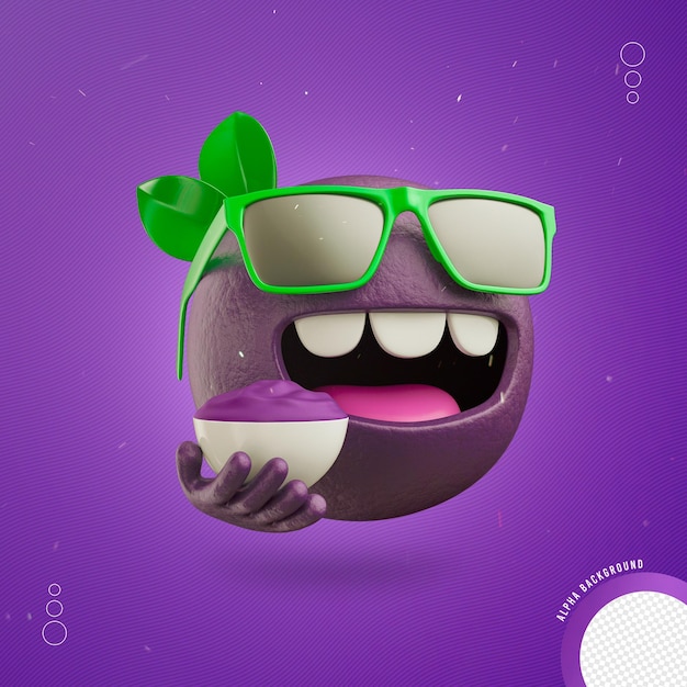 PSD emoji acai 3d dibujos animados