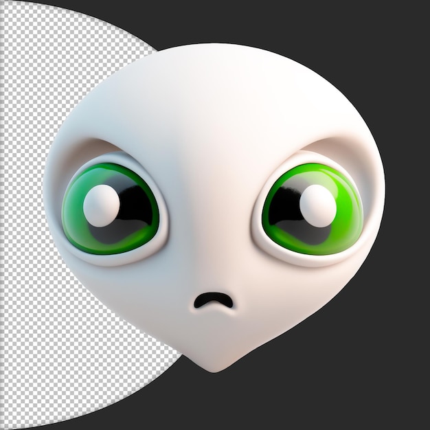 Emoji alien 3d weiß grüne augen ufologie anomalie