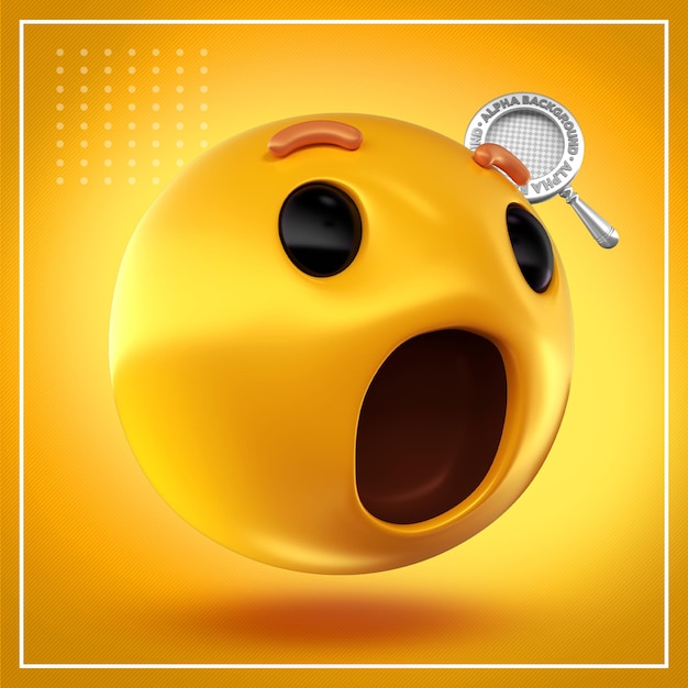 PSD emoji amarelo com expressão de espanto