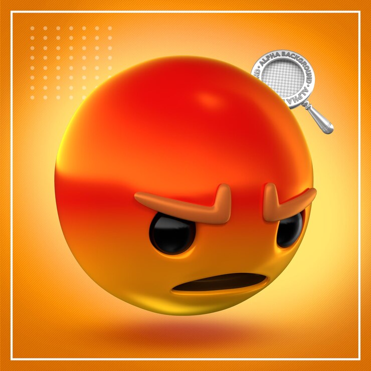 PSD emoji amarillo con rojo enojado