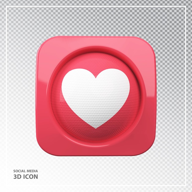 Emoji amor en elemento 3d de redes sociales