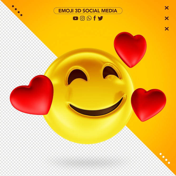 PSD emoji amoureux 3d souriant pour les médias sociaux