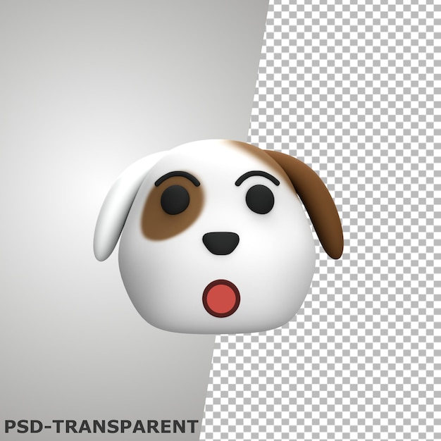 Emoji cane 3D faccia scioccata