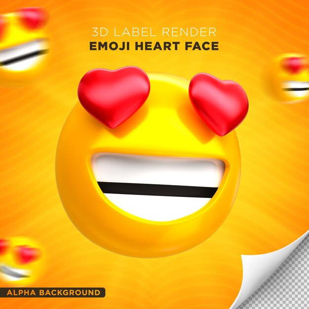 emoji cara corazón 3d render