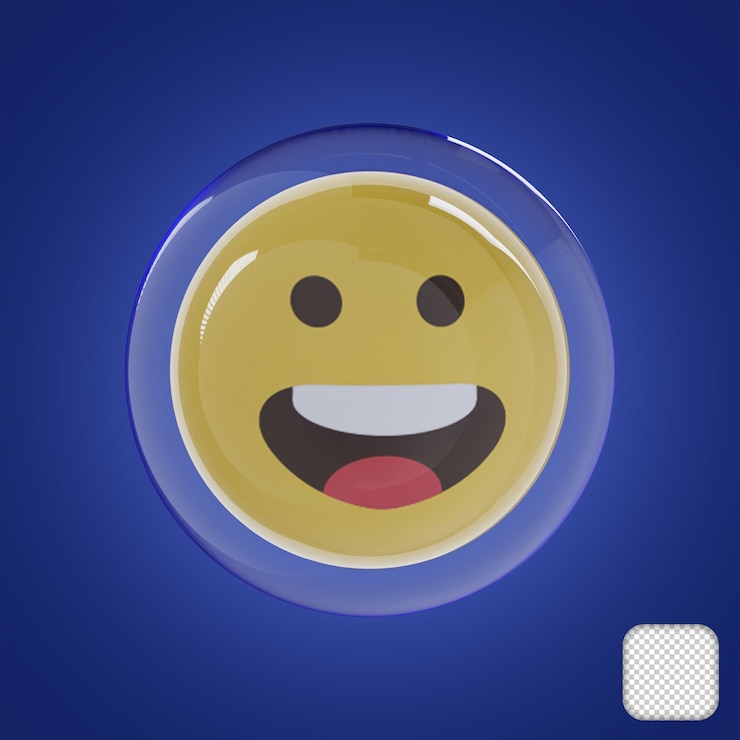 PSD emoji de cara feliz con ilustración 3d de burbujas