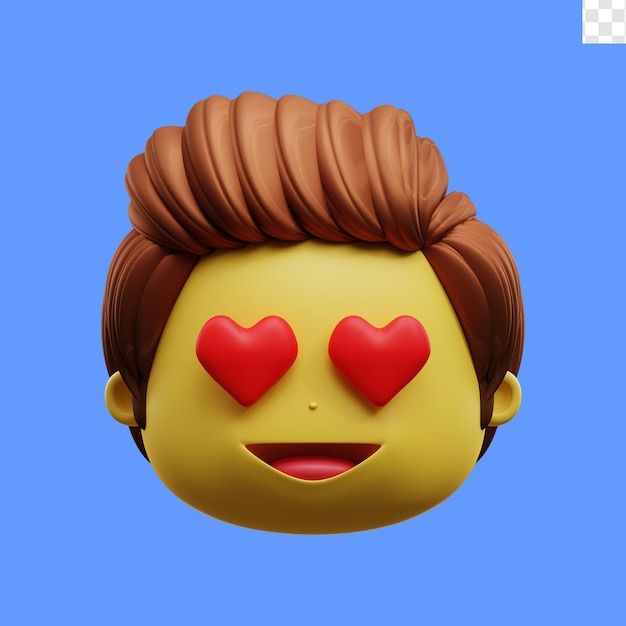 Emoji cara ojos amor ilustración en 3d