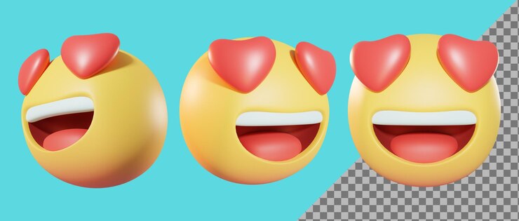 PSD emoji, cara sonriente, con, corazón, ojos, 3d, render, 3d, ilustración