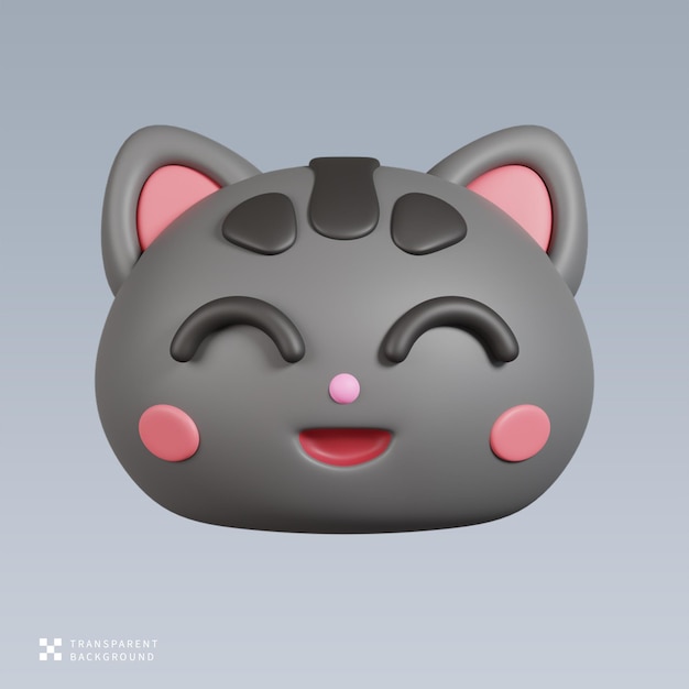 El emoji de la cara sonriente del gato en PSD Ilustración 3D