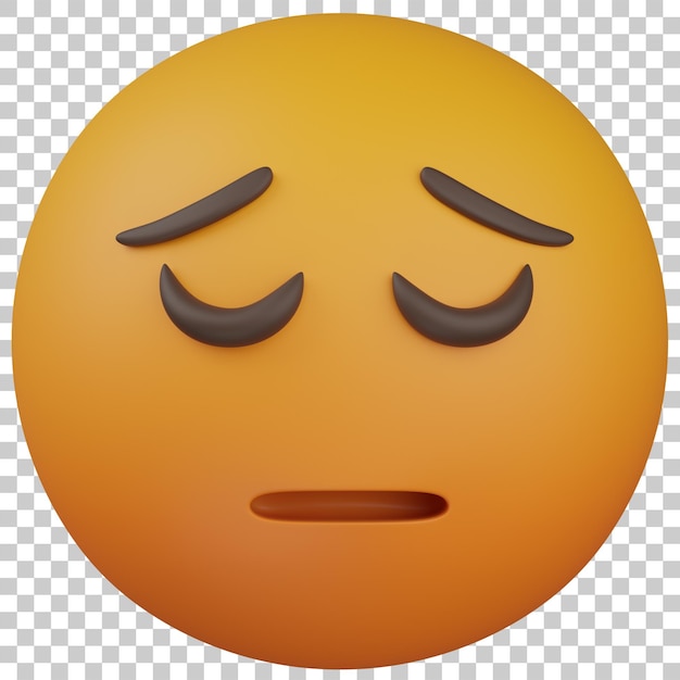 Un emoji de cara triste en renderizado en 3D