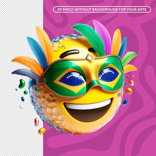 PSD emoji carnaval com oculos brasil