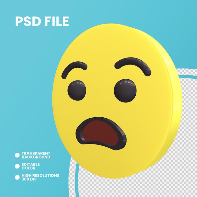 PSD emoji coin rendu 3d isolé visage angoissé