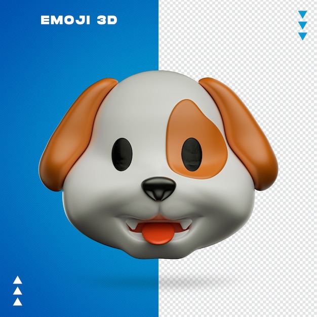 Emoji de cachorro em renderização 3D isolado
