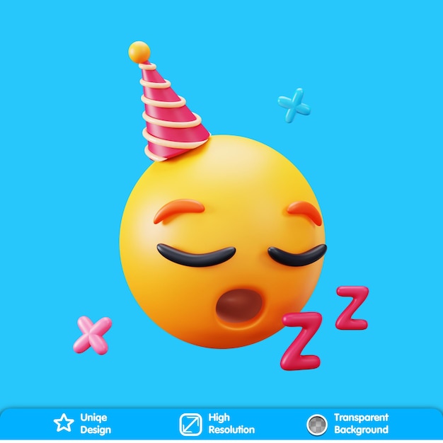 PSD emoji de festa 3d para dormir