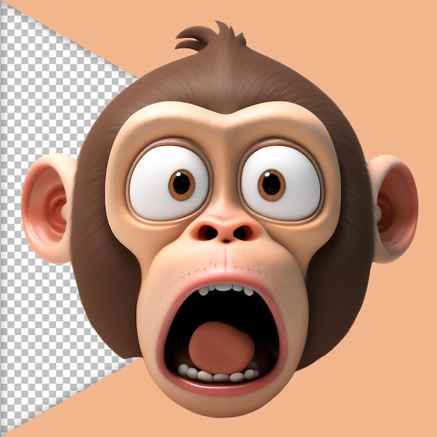 emoji de macaco 3d realista com olhar surpreso