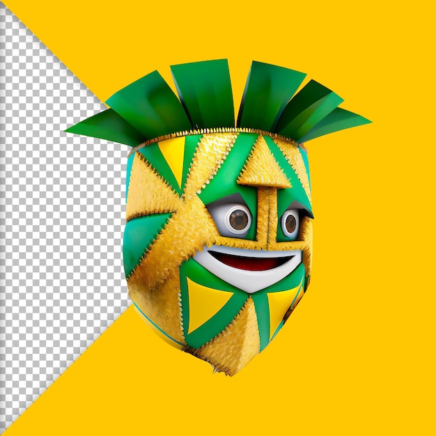 PSD emoji de máscara de carnaval verde amarelo grátis