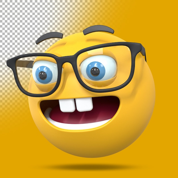 Emoji de óculos de nerd 3D. Ilustração tridimensional render.
