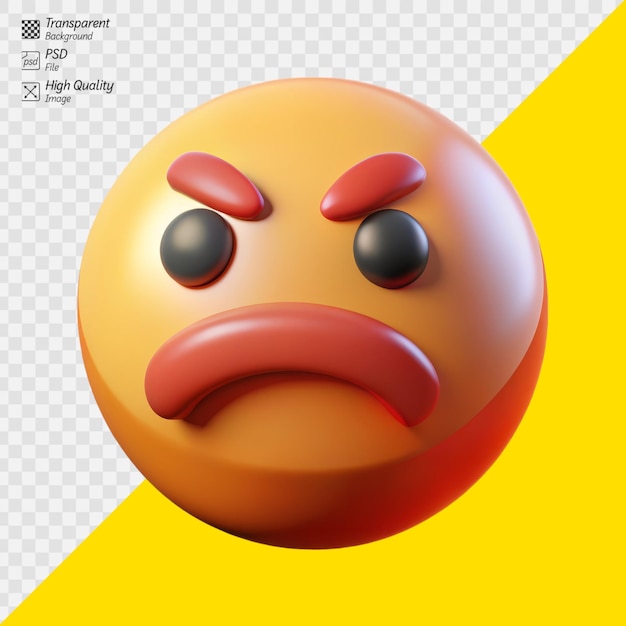 PSD emoji de raiva 3d com fundo transparente para design