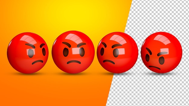 PSD emoji de reação de raiva do facebook, renderização em 3d