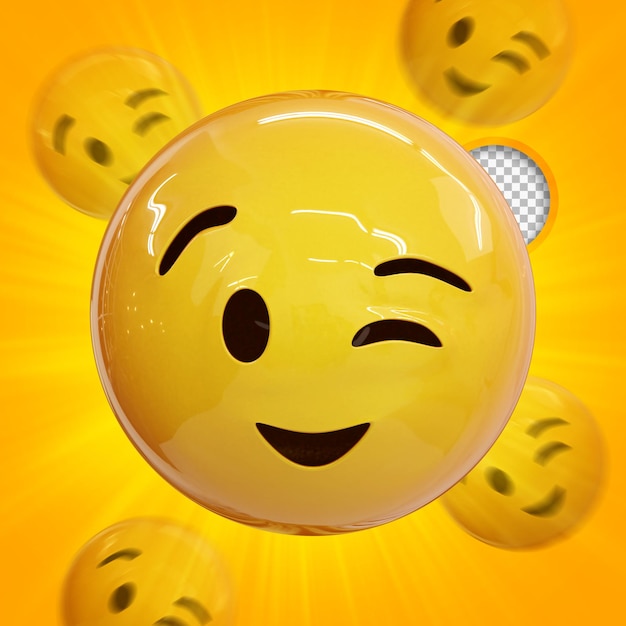 PSD emoji de renderização 3d wink
