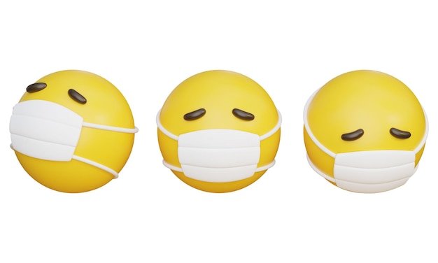 Emoji de rosto mascarado em 3D