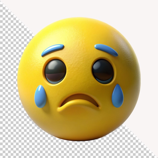 PSD emoji de rosto triste em fundo transparente