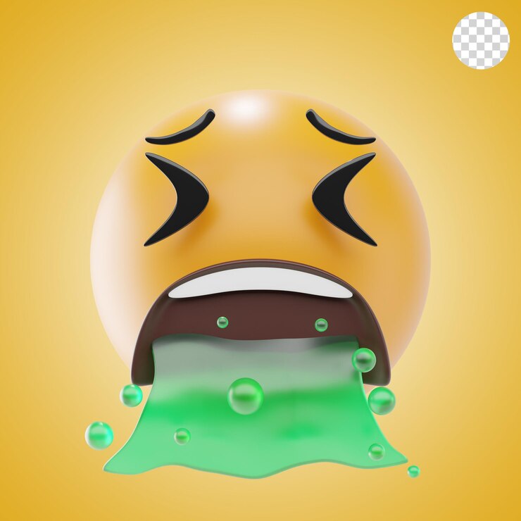 PSD emoji de rosto vomitando ícone e ilustração 3d