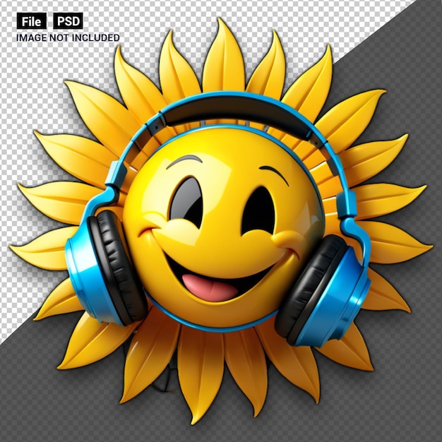 PSD emoji de sol sorridente em 3d