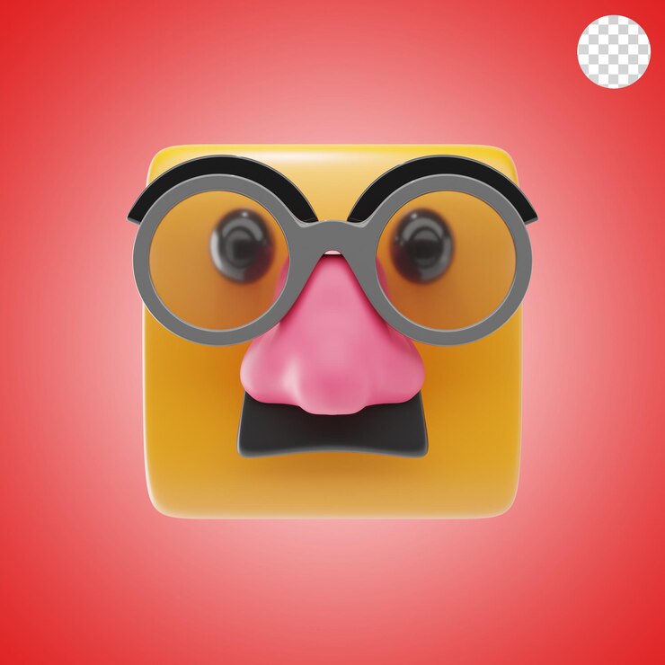 PSD emoji di faccia travestita icona 3d e illustrazione