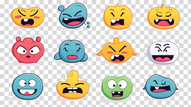 Emoji divertido aislado en la ilustración de vector de fondo transparente