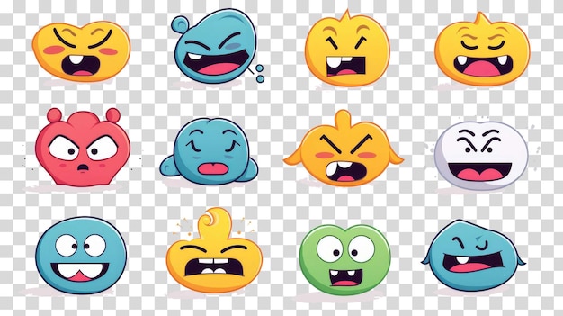 PSD emoji divertido aislado en la ilustración de vector de fondo transparente