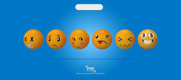 Emoji e ícones 3D no fundo XI da transparência