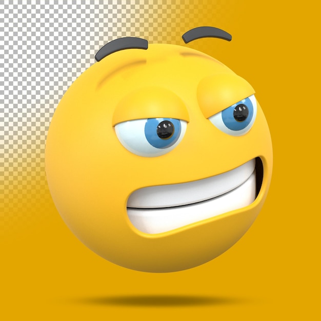 Emoji enojado 3d. ilustración de procesamiento tridimensional.