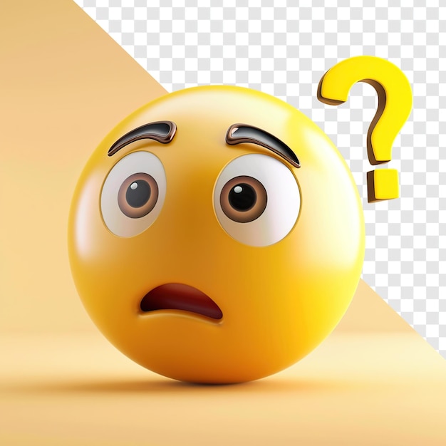 PSD emoji con expresión de pregunta aislado en un fondo transparente