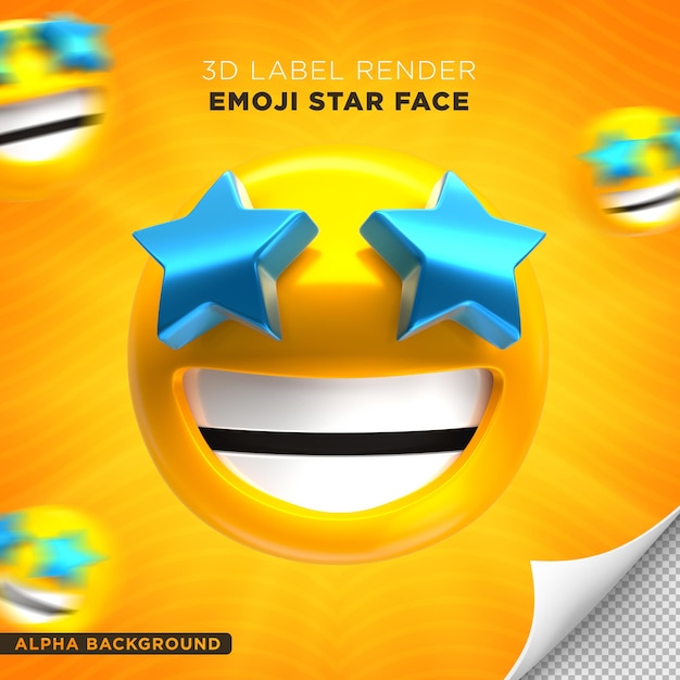 PSD emoji face estrela 3d render