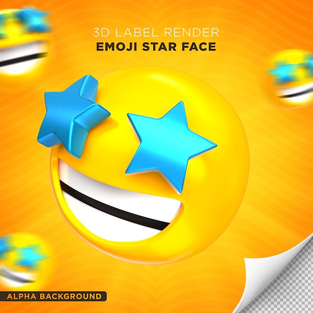 PSD emoji face estrela 3d render