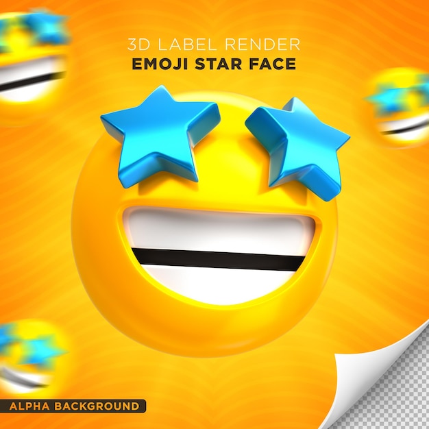 PSD emoji face star rendu 3d