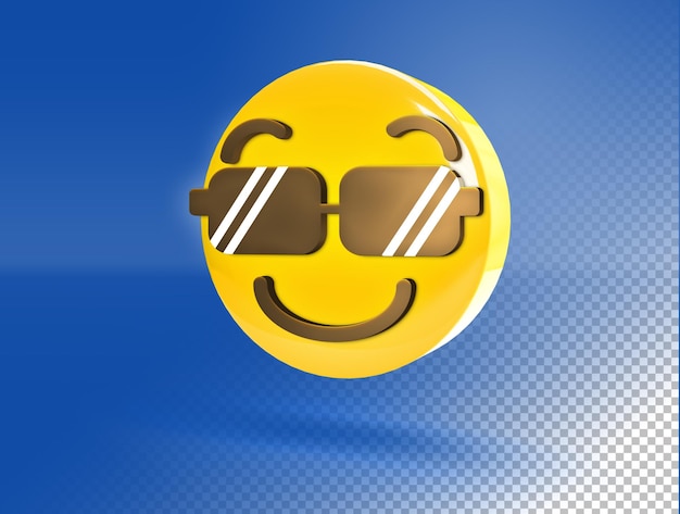 Emoji felice circolare 3D con occhiali da sole