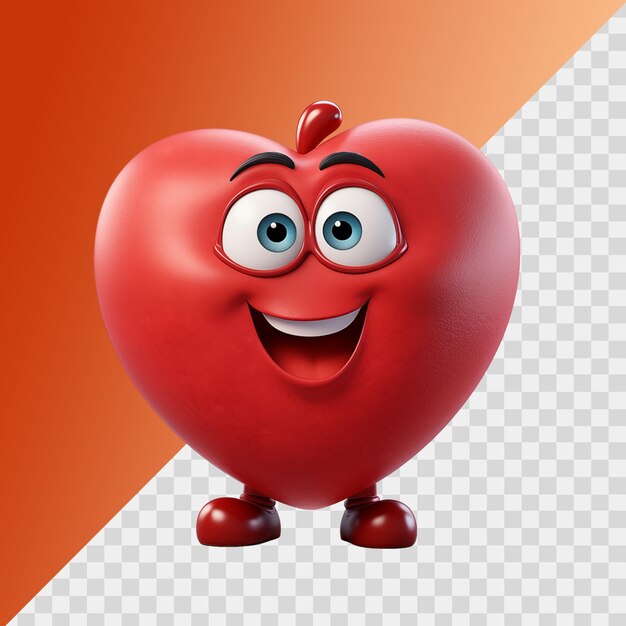 PSD emoji feliz abrazando un gran corazón rojo