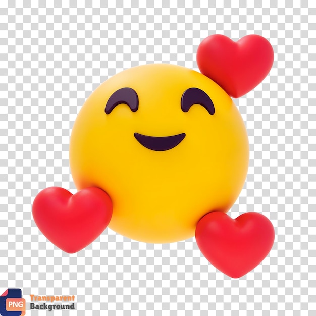 Emoji feliz em 3D com corações
