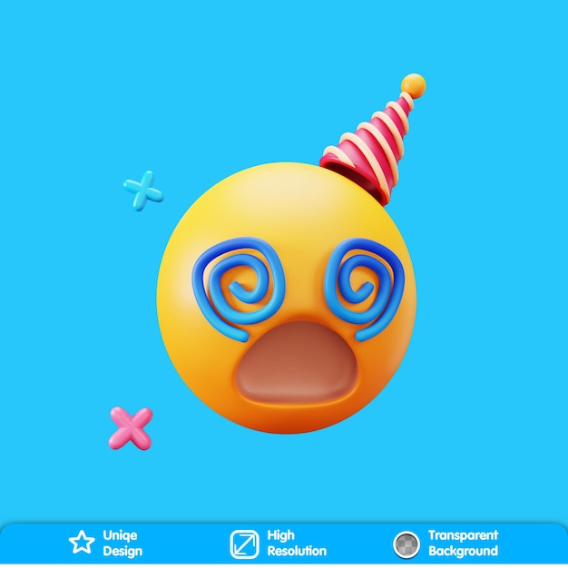 PSD emoji de fête 3d étourdi