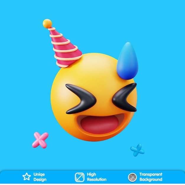 Emoji de fiesta 3D riendo