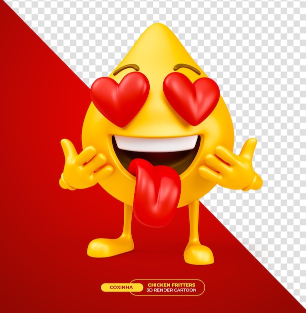 Emoji gebratenes Huhn Coxinha brasilianisches Essen Emoji-Cartoon-Figur in 3D-Darstellung