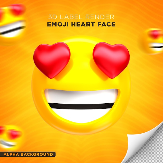 Emoji Gesicht Herz 3D-Rendering