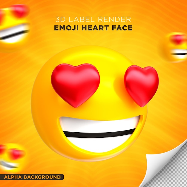 Emoji Gesicht Herz 3D-Rendering