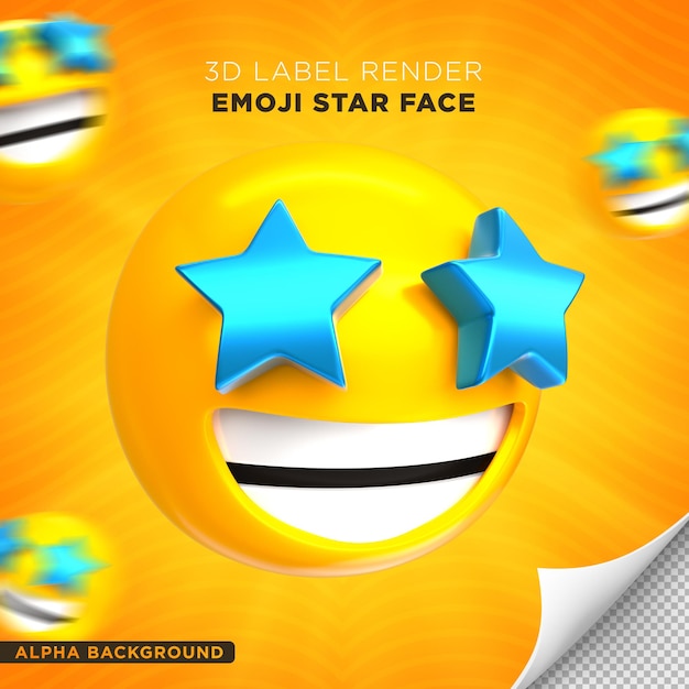 Emoji gesicht stern 3d-rendering