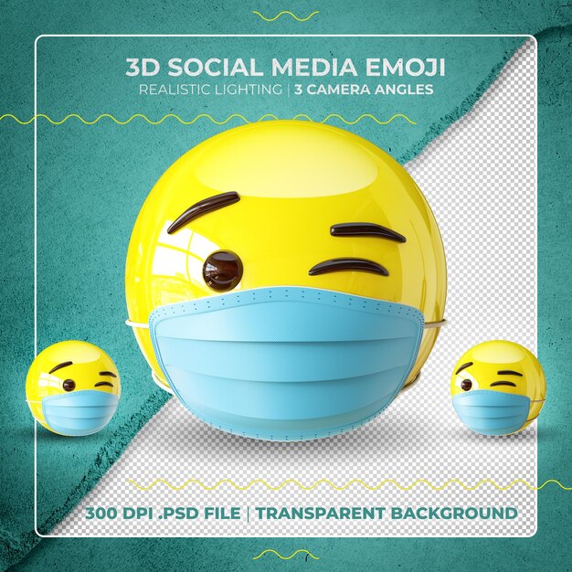 Emoji guiñando un ojo enmascarado 3D