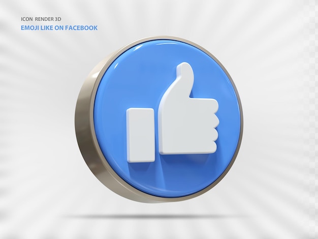 Emoji Like Icon 3D Render With Frame Round Gold