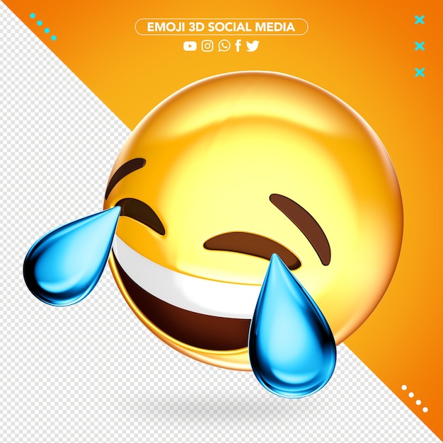 PSD emoji llorando de alegría 3d por composición