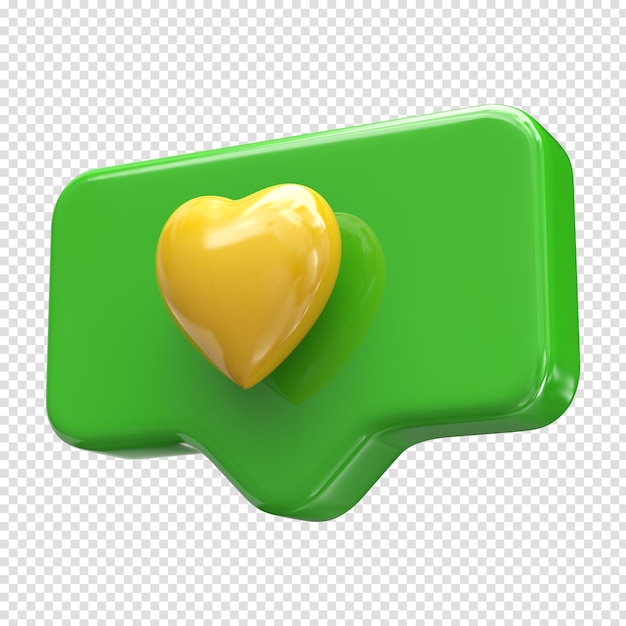 Emoji Loved Heart 3D Brasile Bandiera Colori Verde e Giallo